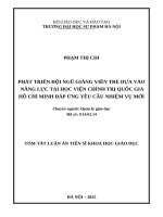 Tóm tắt phát triển Đội ngũ giảng viên trẻ dựa vào năng lực tại học viện chính trị quốc gia hồ chí minh Đáp Ứng yêu cầu nhiệm vụ mới