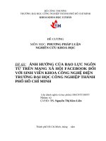 IUH - Tiểu luận PHƯƠNG PHÁP LUẬN NGHIÊN CỨU KHOA HỌC - ẢNH HƯỞNG CỦA BẠO LỰC NGÔN TỪ TRÊN MẠNG XÃ HỘI FACEBOOK ĐỐI VỚI SINH VIÊN KHOA CÔNG NGHỆ ĐIỆN TRƯỜNG ĐẠI HỌC CÔNG NGHIỆP THÀNH PHỐ HỒ CHÍ MINH