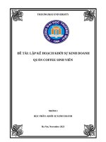 Đề tài lập kế hoạch khởi sự kinh doanh quán coffee sinh viên