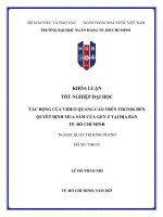 Tác Động của video quảng cáo trên tiktok Đến quyết Định mua sắm của genz tại Địa bàn tp  hồ chí minh