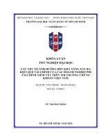 Các yếu tố Ảnh hưởng Đến khả năng xảy ra kiệt quệ tài chính của các doanh nghiệp phi tài chính niêm yết trên thị trường chứng khoán việt nam