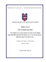 Tác Động của ngân hàng xanh và bất Định thế giới Đến rủi ro tín dụng của các ngân hàng thương mại tại việt nam