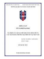 Tác Động của nợ xấu Đến khả năng sinh lời của các ngân hàng thương mại niêm yết tại việt nam