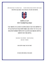 Tác Động của chất lượng báo cáo tài chính và tỷ lệ nợ ngắn hạn Đến hiệu quả Đầu tư của các doanh nghiệp niêm yết tại sở giao dịch chứng khoán hà nội (hnx)