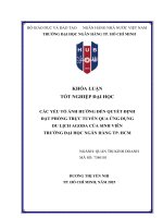 Các yếu tố Ảnh hưởng Đến quyết Định Đặt phòng trực tuyến qua Ứng dụng du lịch agoda của sinh viên trường Đại học ngân hàng tp  hcm