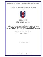 Các yếu tố Ảnh hưởng Đến quyết Định sử dụng dịch vụ xe công nghệ của sinh viên trường Đại học ngân hàng thành phố hồ chí minh