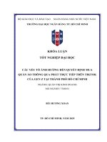 Các yếu tố Ảnh hưởng Đến quyết Định mua quần Áo thông qua phát trực tiếp trên tiktok của gen z tại thành phố hồ chí minh