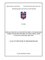 Mối quan hệ giữa giá trị thương hiệu, văn hóa doanh nghiệp Ảnh hưởng Đến hiệu quả hoạt Động chuỗi cung Ứng xăng dầu việt nam