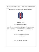 Các yếu tố Ảnh hưởng Đến khả năng sinh lời của các ngân hàng thương mại cổ phần tại việt nam