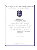 Các yếu tố Ảnh hưởng Đến lòng trung thành của khách hàng Đối với thương hiệu thời trang levents trên Địa bàn thành phố hồ chí minh