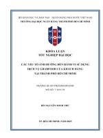 Các yếu tố Ảnh hưởng Đến hành vi sử dụng dịch vụ grabfood của khách hàng tại thành phố hồ chí minh