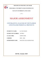 MAJOR ASSIGNMENT - CONTRASTIVE ANALYSIS OF VIETNAMESE AND ENGLISH PERSONAL PRONOUNS