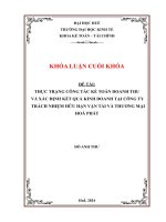 Thực trạng công tác kế toán doanh thu và xác Định kết quả kinh doanh tại công ty trách nhiệm hữu hạn vận tải và thương mại hoà phát