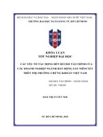 Các yếu tố tác Động Đến rủi ro tài chính của các doanh nghiệp ngành bất Động sản niêm yết trên thị trường chứng khoán việt nam