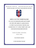 Các yếu tố Ảnh hưởng Đến quyết Định gửi tiền tiết kiệm của khách hàng cá nhân tại ngân hàng thương mại cổ phần Đầu tư và phát triển việt nam chi nhánh thành phố thủ Đức