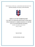 Các nhân tố Ảnh hưởng Đến hành vi chấp nhận công nghệ dịch vụ mobile banking của thế hệ gen z tại thành phố hồ chí minh