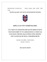 Các nhân tố Ảnh hưởng Đến quyết Định sử dụng ngân hàng Điện tử của khách hàng cá nhân tại ngân hàng thương mại cổ phần công thương việt nam huyện bù Đăng, tỉnh bình phước