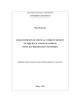 Enhancements of critical current density of mgb2 bulk and film samples using ion irradiation technique