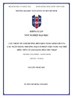 Các nhân tố Ảnh hưởng Đến khả năng sinh lời của các ngân hàng thương mại cổ phần việt nam vai trò Điều tiết của Đa dạng hoá thu nhập