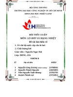 IUH - BÀI TIỂU LUẬN LÒ HƠI VÀ MẠNG NHIỆT - Đề tài tìm hiểu Về chế độ nước cấp cho lò hơi & Chất lượng hơi