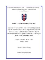 Các yếu tố Ảnh hưởng Đến Ý Định sử dụng dịch vụ thanh toán ngân hàng Điện tử của khách hàng cá nhân tại ngân hàng tmcp công thương việt nam trên Địa bàn thị xã hoài nhơn, tỉnh bình Định