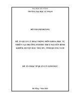 Quản lý hoạt Động dạy học môn khoa học tự nhiên tại trường phổ thông dân tộc bán trú trung học cơ sở nguyễn bỉnh khiêm, huyện bắc trà my, tỉnh quảng nam