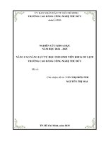 Nâng cao năng lực tự học cho sinh viên khoa du lịch trường cao Đẳng công nghệ thủ Đức