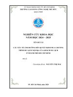 Các yếu tố Ảnh hưởng Đến quyết Định mua chương trình du lịch nội Địa của khách du lịch Ở thành phố hồ chí minh