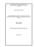 STUDY PRESSURE IN LEARNING ACTIVITIES OF LOWER SECONDARY SCHOOL STUDENTS IN NORTHERN MOUNTAINOUS AREAS