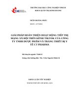 IUH - KHÓA LUẬN TỐT NGHIỆP MARKETING - GIẢI PHÁP HOÀN THIỆN HOẠT ĐỘNG TIẾP THỊ MẠNG XÃ HỘI TRÊN KÊNH TIKTOK CỦA CÔNG TY TNHH DƯỢC PHẨM VÀ TRANG THIẾT BỊ Y TẾ CT PHARMA