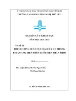 Tối Ưu công suất cực Đại của hệ thống pin quang Điện trên lưới Điện phân phối