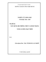 Xây dựng hệ thống thủy canh sử dụng năng lượng mặt trời