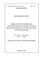 Tóm tắt tiếng anh nghiên cứu một số Đa hình gen, yếu tố dinh dưỡng và lối sống liên quan Đến rối loạn lipid máu Ở người trung niên tại hà nam (2018 2024)