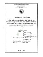 Đánh giá nhanh khả năng tích lũy các bon thông qua một số chỉ tiêu sinh trưởng của rừng tràm trồng trên Đất bán ngập tại khu bảo tồn vân long, huyện gia viễn, tỉnh ninh bình