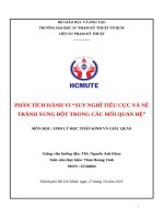 Phân tích hành vi suy nghĩ tiêu cực và né tránh xung Đột trong các mối quan hệ