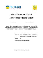Phân tích Đặc Điểm tâm lý Đặc trưng của trẻ Ở giai Đoạn vị thành niên (12 – 18 tuổi), các Ứng dụng trong thực tiễn Đời sống và liên hệ bản thân