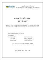 Báo cáo môn học xử lý Ảnh Đề tài cải thiện chất lượng Ảnh cũ Ảnh mờ