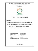 Phân tích tình hình tài chính và khả năng thanh toán của công ty cổ phần Đầu tư và công nghệ hvc, hà nội