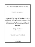 Tóm tắt văn hóa giáo dục trong nhà trường quân Đội nhân dân việt nam hiện nay (nghiên cứu trường hợp học viện kỹ thuật quân sự, học viện chính trị   bộ quốc phòng, trường sĩ quan pháo binh)