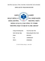 Hoạt Động giao nhận hàng nhập khẩu bằng Đường biển theo phương thức hàng lẻ (lcl) tại công ty tnhh thương mại và dịch vụ hk group