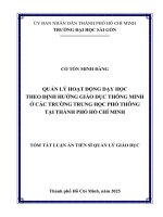 Tóm tắt quản lý hoạt Động dạy học theo Định hướng giáo dục thông miνη Ở các trường trung học phổ thông tại thành phố hồ chí minh