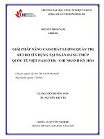 IUH - KLTN Quản trị Kinh doanh - GIẢI PHÁP NÂNG CAO CHẤT LƯỢNG QUẢN TRỊ RỦI RO TÍN DỤNG TẠI NGÂN HÀNG TMCP QUỐC TẾ VIỆT NAM (VIB) - CHI NHÁNH KỲ HÒA