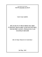 Quản lý hoạt Động dạy học Ở trường trung học cơ sở nguyễn huệ, thành phố tam kỳ, tỉnh quảng nam