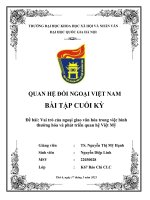 Đề bài vai trò của ngoại giao văn hóa trong việc bình thường hóa và phát triển quan hệ việt mỹ