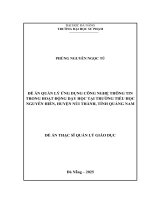 Quản lý Ứng dụng công nghệ thông tin trong hoạt Động dạy học tại trường tiểu học nguyễn hiền, huyện núi thành, tỉnh quảng nam