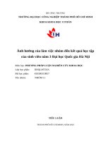 Ảnh hưởng của làm việc nhóm Đến kết quả học tập của sinh viên năm 3 Đại học quốc gia hà nội