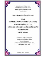 Giải pháp hoàn thiện quản trị nguồn nhân lực tại công ty cổ phần xuất nhập khẩu dinh dưỡng dược loha