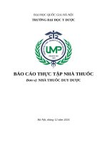 Báo cáo thực tập nhà thuốc Đơn vị nhà thuốc duy dược
