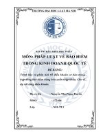 Trình bày và phân tích 05 Điều khoản cơ bản trong hợp Đồng bảo hiểm hàng hóa xuất nhập khẩu  cho ví dụ với từng Điều khoản