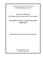 Hoạt Động của công ty cổ phần dược phẩm agimexpham